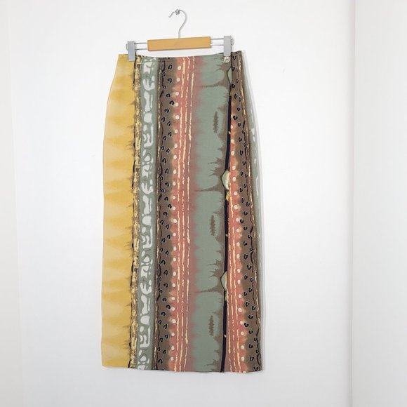 2/100🥑Made in 🇨🇦 Jessica Muted Multicolor 90s/Y2K Wrap Skirt Midi /Maxi Skirt - Picture 3 of 16